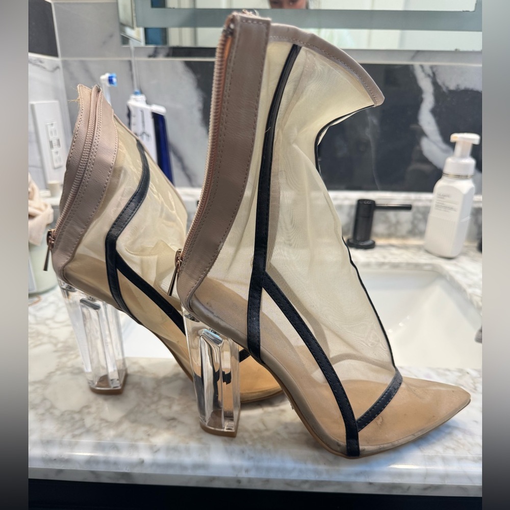 Stylish Transparent Heeled Ankle Boots